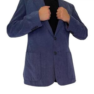Vintage McGregor 42S Navy Blue Suede Blazer – Classic 2-Button Retro Style!